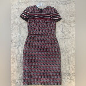 Oscar de la Renta Red and Black Plaid Dress
